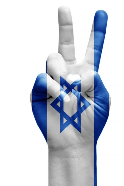 Και Κάνοντας Σήμα Της Νίκης Israe Ζωγραφισμένο Σημαία Σύμβολο Της — Φωτογραφία Αρχείου