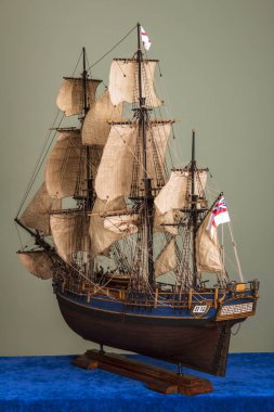 Building Sailing Ship - BOUNTY Wooden Antique Model clipart