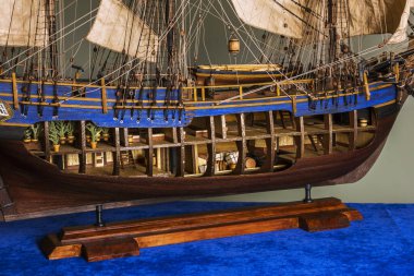 Sailing ship - Bounty wooden antique model building clipart