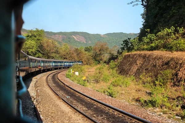 Vue Fenêtre Train Chemins Fer Indiens — Photo