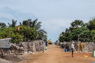 Rameshwaram, Hindistan - Aralık, 21, 2016. Küçük balıkçı köyü Dhanushkodi