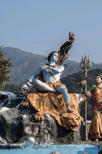 Rishikesh India December 07Th 2016 Shiva Statue Ganga River Embankment — Stock Photo, Image