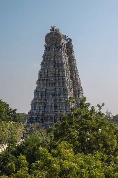 马杜赖 12月 第十九 2016 Meenakshi Sundareswarar 寺在马杜赖 印度泰米尔纳德邦这是一个孪生寺庙 其中之一是献给 Meenakshi — 图库照片