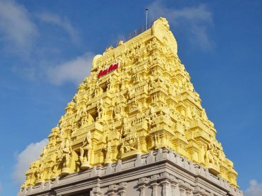 Rameshwaram, Hindistan - Kasım, 21, 2017. Rameshwaram Arulmigu Ramanathaswamy tapınakta görünümünü.