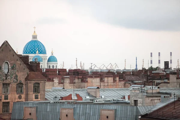 Panoramatický Pohled Saint Petersburg Střechy Svaté Trojice Izmailovo Katedrála Pozadí — Stock fotografie