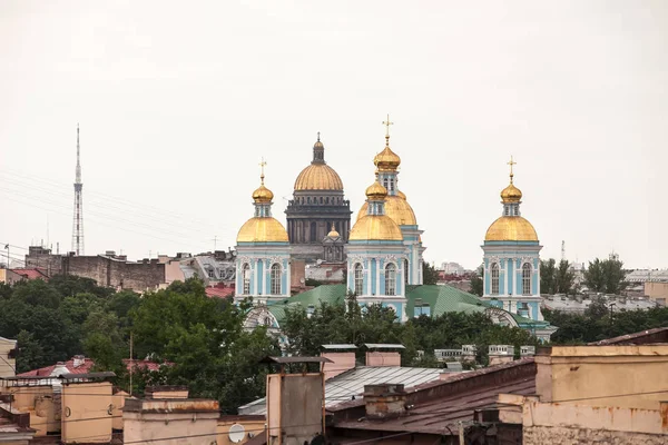 Vista Superior Paisagem Urbana São Petersburgo Com Isaacs Catedral Naval — Fotografia de Stock