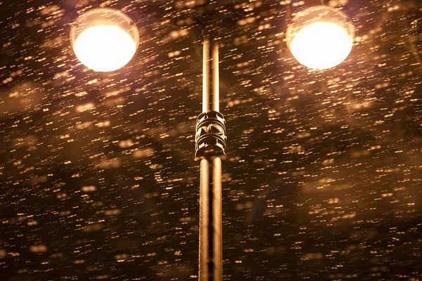Floresta Neve Lanterna Noturna — Fotografia de Stock