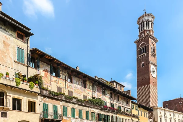 Verona Italia Circa Septiembre 2018 Vista Torre Lamberti Torre Dei — Foto de Stock