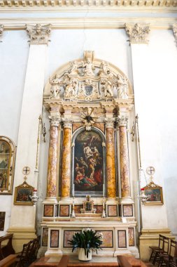 Vicenza, İtalya - Eylül 2018. Vicenza 'daki Katolik Kilisesi (Chiesa di San Giuliano).