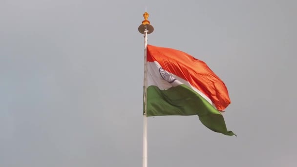Indische Flagge Bahnhof Von Tirupati — Stockvideo