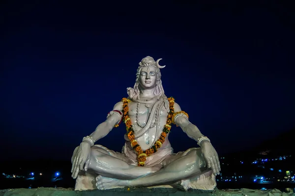 Rishikesh India Circa Marzo 2018 Estatua Shiva Sentada Meditación Ribera — Foto de Stock