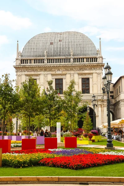 Brescia Italien Cirka September 2018 Udsigt Renæssancens Torv Piazza Della - Stock-foto