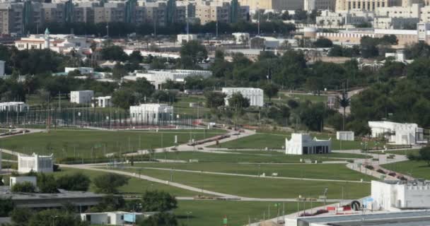 Área Del Parque Bidda Desde Vista Aérea Doha Qatar — Vídeos de Stock