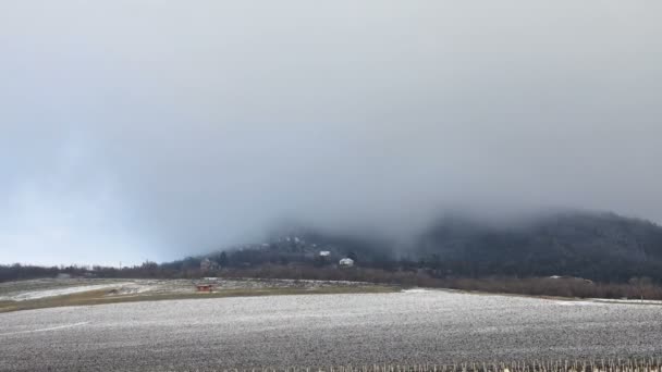 Una Colina Niebla Con Prado Base — Vídeos de Stock