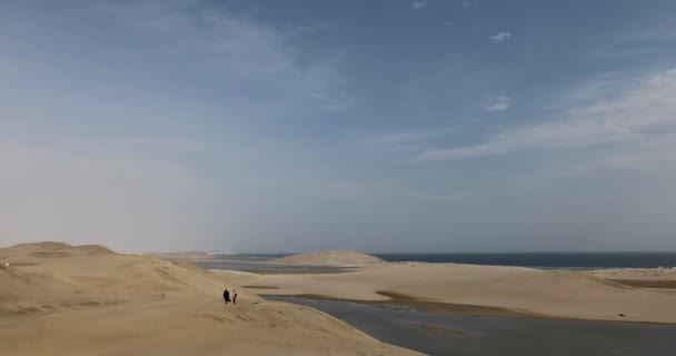Qatar Desert Dunes Sea Khor Udeid Persian Gulf Middle East — Stok video