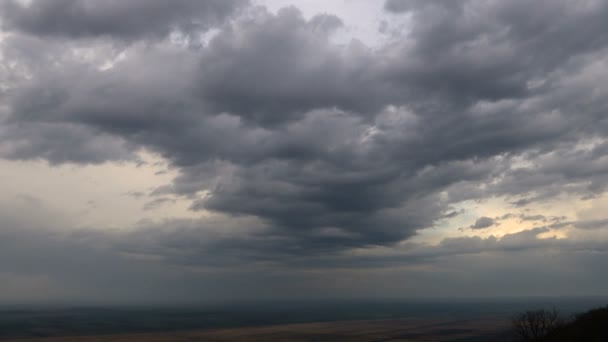 Heavy Rain Clouds Storm Leaves Sky Time Lapse — Stock Video