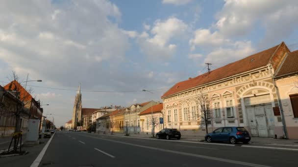 Time Lapse Wide Empty Street Quarantine Due Corona Virus Church — Stock Video