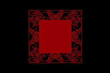 Antika vignettler, siyah arkaplan üzerinde kırmızı ile izole edilmiş retro biçim