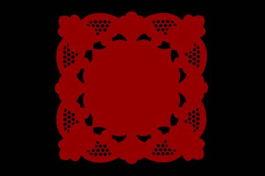 Antika vignettler, siyah arkaplan üzerinde kırmızı ile izole edilmiş retro biçim