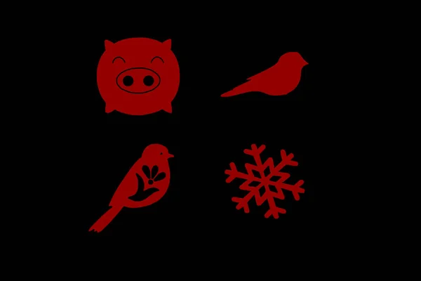 Объекты Выполненные Красным Цветом Чёрном Фоне Предметы Дизайна Любовь Чашка — стоковое фото