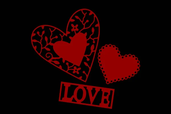Corazón Sobre Fondo Negro Hecho Rojo Corazones Diseñador Aislado Sobre — Foto de Stock