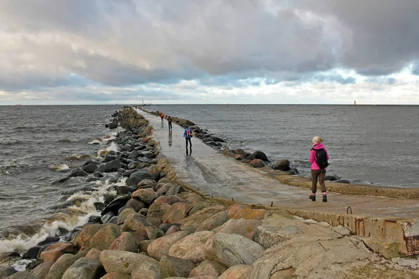 Stone mole in the Baltic Sea in Riga, Latvia — Stock Photo, Image