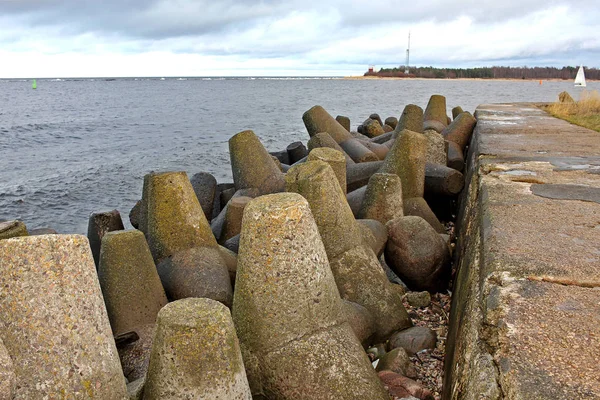 Stone mole in the Baltic Sea in Riga, Latvia — Stock Photo, Image