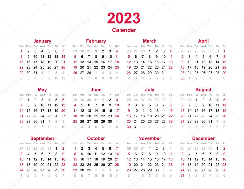 Calendar 2023 - 12 months yearly vector calendar in year 2023 - calendar template - planner calendar