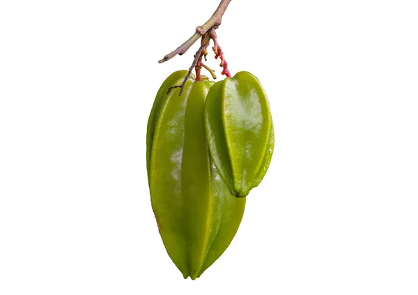 Carambola, yıldız meyvesi, veya Averrhoa Carambola meyvesi beyaz arka planda izole edilmiş ve seçici odaklı