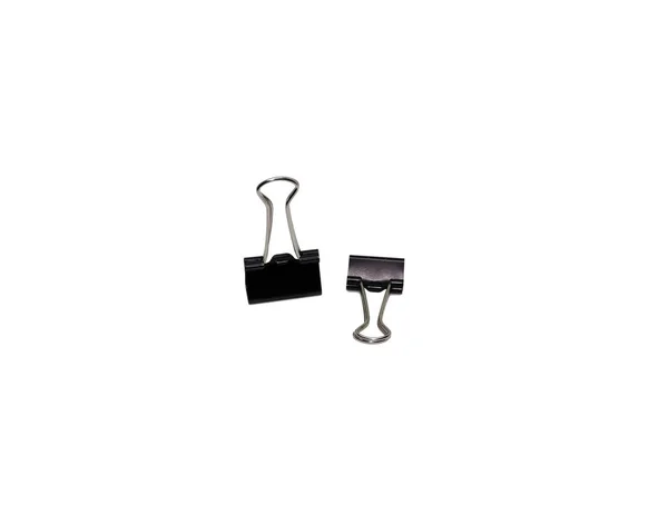Black Binder Clip Banker Clip Foldover Clip Bobby Clip Isolated — стоковое фото