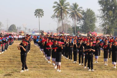 Sayaboury, Laos - 17 Şubat 2018: Fil Festivali her yıl Şubat ayında Sayaboury 'de gerçekleşir. Bu, fillerin korunmasını teşvik etmek ve Lao geleneği ve kültürünün tanıtımı için..