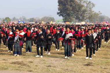 Sayaboury, Laos - 17 Şubat 2018: Fil Festivali her yıl Şubat ayında Sayaboury 'de gerçekleşir. Bu, fillerin korunmasını teşvik etmek ve Lao geleneği ve kültürünün tanıtımı için..