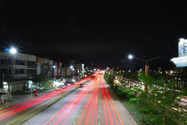 Khon Kaen Thailand Mei 2019 Eksposur Panjang Jalan Tol Dengan — Stok Foto