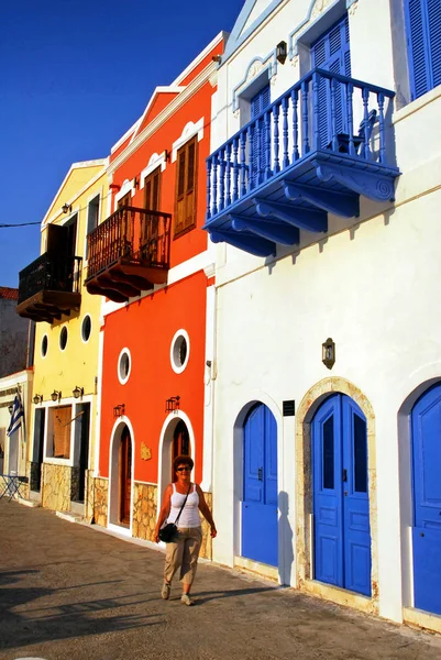 Hagyományos Ház Kikötő Város Kastelorizo Kastelorizo Island Crete Görögország Július — Stock Fotó