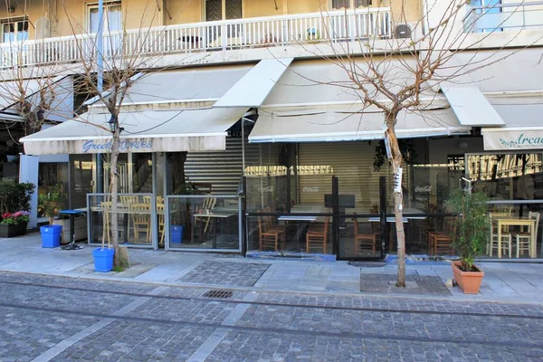 Atenas Grécia Março 2020 Restaurante Fechado Durante Epidemia Coronavirus — Fotografia de Stock