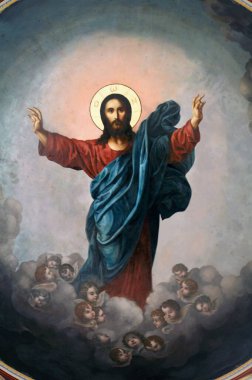 Yüce İsa, Hermoupolis, Syros, Yunanistan 'daki Agios Nikolaos kilisesinde kubbe freski.