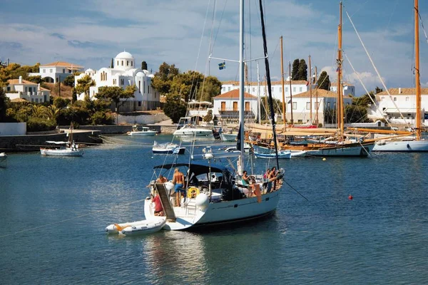 Pohled Starý Přístav Ostrově Spetses Záliv Saronic Řecko Září 2015 — Stock fotografie