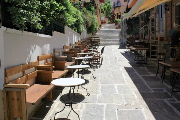 Афіни Греція Квітня 2020 Порожній Кафе Ресторан Під Час Блокування — стокове фото