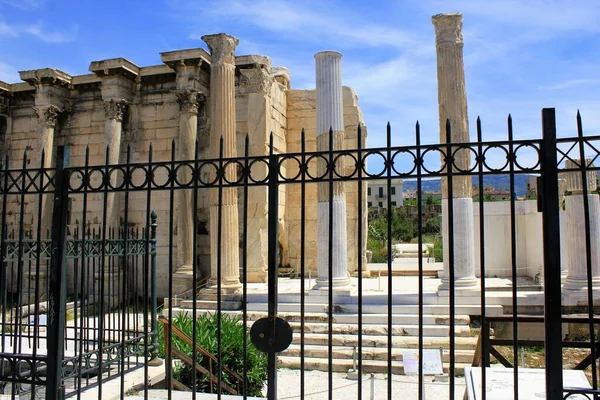 Athen Griechenland Mai 2020 Die Archäologische Stätte Der Hadriansbibliothek Bleibt — Stockfoto