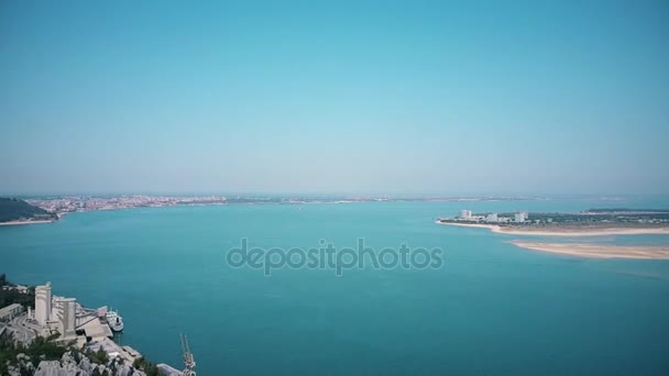 Aerial View Arrabida Mountains Setubal Portugal — Stock Video