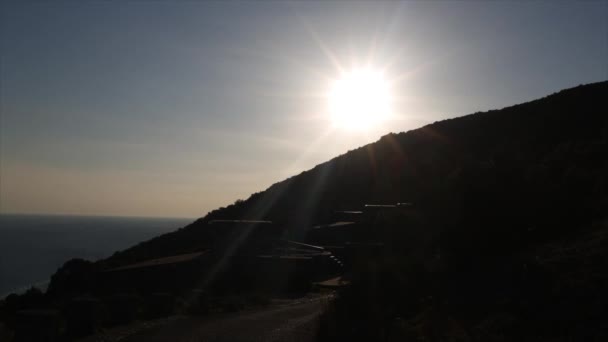 Zeitraffer Sonnenuntergang Vom Arrabida Gebirge Setubal Portugal — Stockvideo