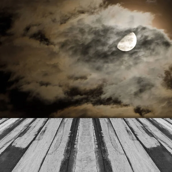 Interior room with moon and clouds — Stock Photo, Image