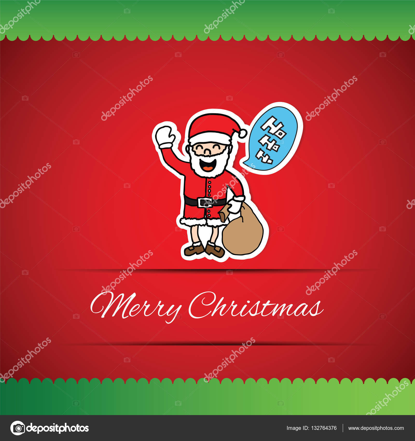 RÄ™cznie rysowane Santa Claus i ho ho ho mowy BaÅ„ka z Å¼yczeniami — Wektor stockowy