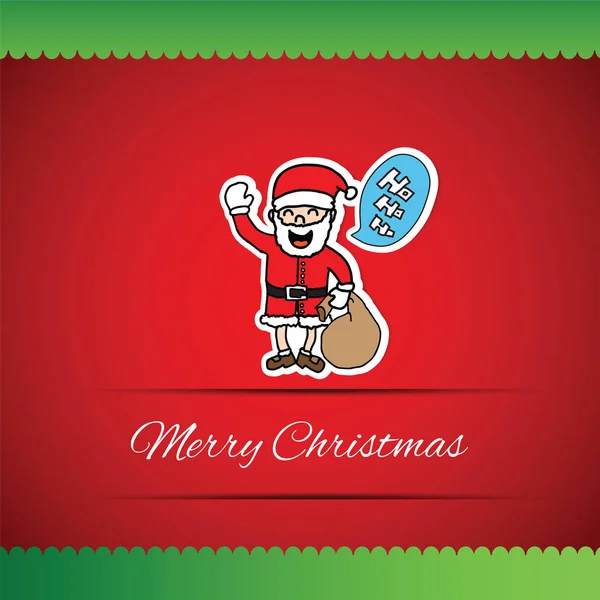 Mão desenhado Papai Noel e ho ho ho fala bolha cartão — Vetor de Stock