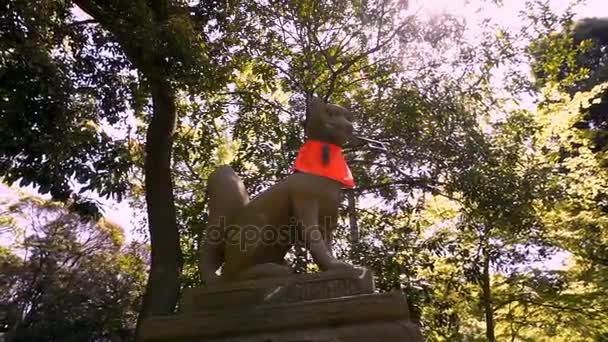 Fox szobrok gyakran megtalálhatók a Fushimi Inari Abelar Shrine — Stock videók