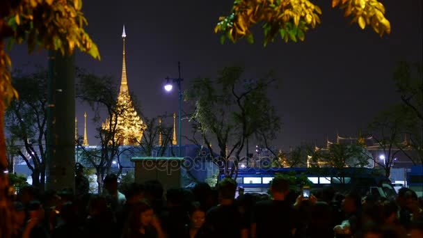 İnsan kalabalığı Royal krematoryum, O'nun Majesteleri Kral Bhumibol Adulyadej Sanam Luang, ziyaret — Stok video