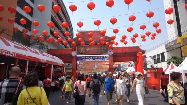 Bangkok Tajlandia Lutego Niezidentyfikowanych Osób Świętować Przy Yaowarat Road Podczas — Wideo stockowe