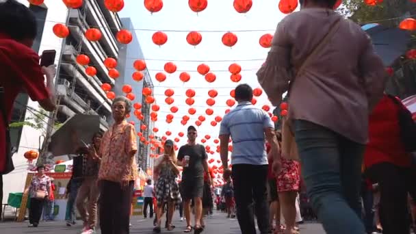 Bangkok Tailandia Febrero Personas Identificadas Celebran Yaowarat Road Durante Año — Vídeo de stock