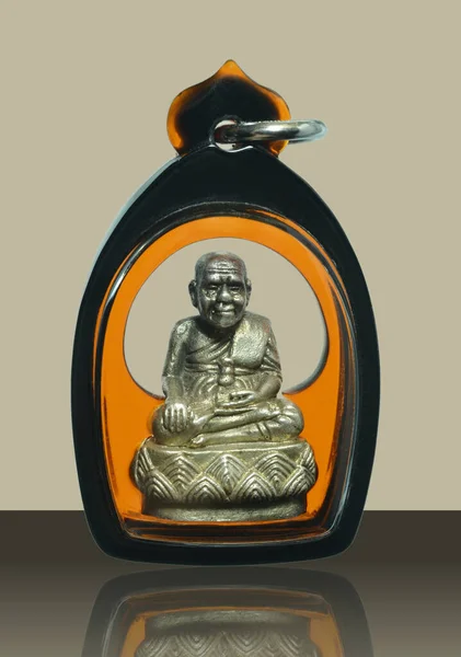 Pequeña Imagen Buda Amuleto Tailandia Luang Thuat Sobre Fondo Vintage — Foto de Stock