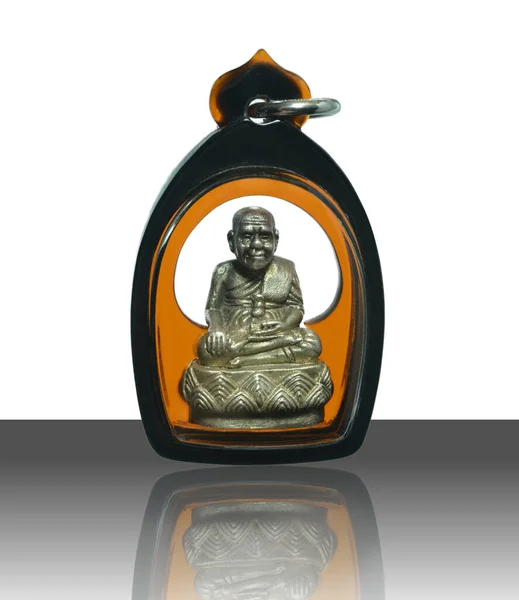 Piccola Immagine Buddha Amuleto Della Thailandia Luang Thuat Sfondo Bianco — Foto Stock